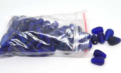 Glass Beads Blue Matte 16x10mm Teardrop bag 150gm 60 plus