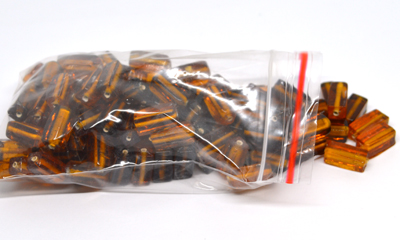 Glass Beads Amber rectangle 15mm mix bag 150gm 90 plus
