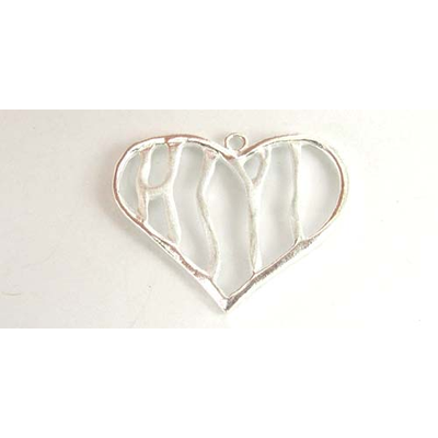 Sterling Silver Pendant Heart 30x23mm 2 pack