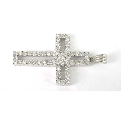 Sterling Silver Pendant Cross CZ 42.5x23mm