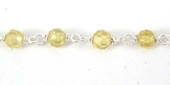 Sterling Silver CZ Chain Lemon 3mm stone 1M-findings-Beadthemup