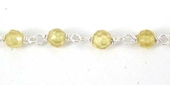 Sterling Silver CZ Chain Lemon 3mm stone per 50cm-findings-Beadthemup