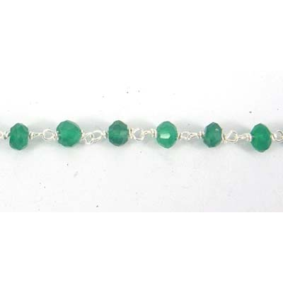 Sterling Silver+ Green Onyx chain 2x4mm 1m