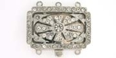 Sterling Silver Clasp CZ 26x18mm 3 strand-findings-Beadthemup