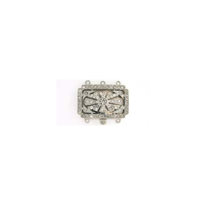 Sterling Silver Clasp CZ 26x18mm 3 strand