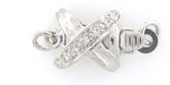 Sterling Silver Clasp CZ "X" Design-findings-Beadthemup
