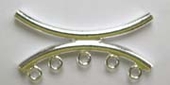 S.Silver Bail Tube 25mm double curve 5 ring  2pk-findings-Beadthemup