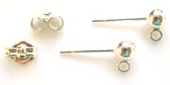 Sterling Silver ball stud 3mm 2 pair-findings-Beadthemup