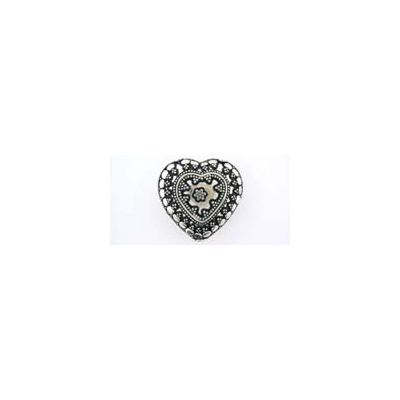Sterling Silver Bead Heart 23.5x24mm 3 hole 1 pack