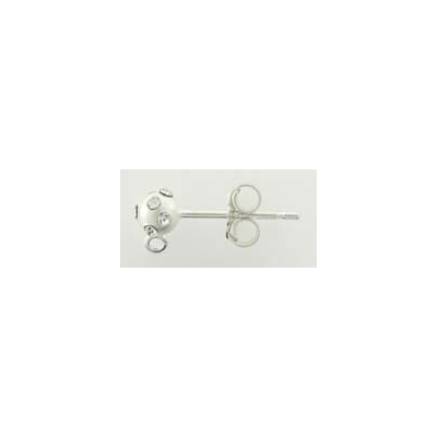 Sterling Silver Stud 4mm satin crystal set pair