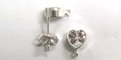 Sterling Silver Stud 6mm Heart CZ pair-findings-Beadthemup