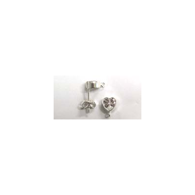 Sterling Silver Stud 6mm Heart CZ pair