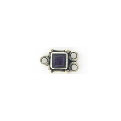 Sterling Silver Connecter/Link 2 to 1 Amethyst