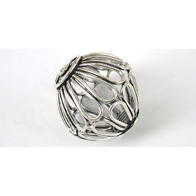 Sterling Silver Plate Copper 35mm open loop round Bead