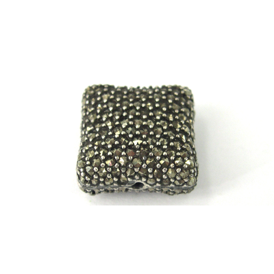 Sterling Silver Marcasite bead Flat square 16mm