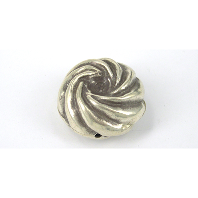 Sterling Silver Bead Round 35x20mm Swirl
