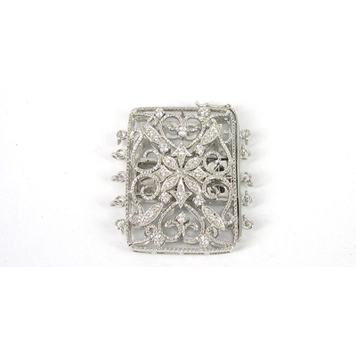 Sterling Silver Clasp CZ 5 row 40x30mm RH plate