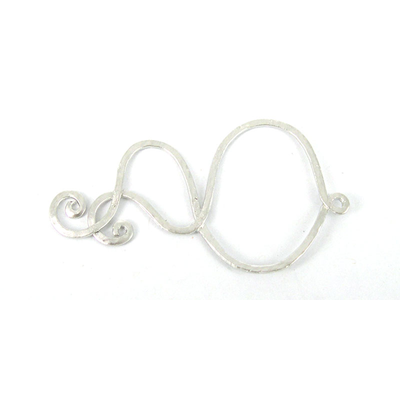 White gold plate Pendant scroll wave 46mm 2 pack