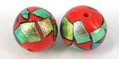 Dichroic 20mm glass bead RED-beads incl pearls-Beadthemup