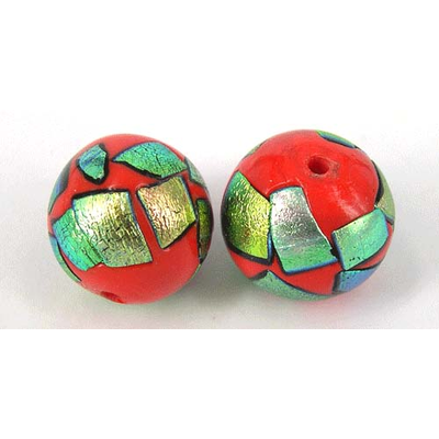 Dichroic 20mm glass bead RED