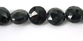 Black Spinel 6mm Faceted Flat round beads per strand 53-beads incl pearls-Beadthemup