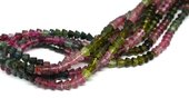 LAST STRANDS Tourmaline multi 4mm Polished Pyramad beads per strand 120-beads incl pearls-Beadthemup