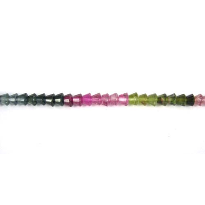 Tourmaline multi 4mm Polished Pyramad beads per strand 120