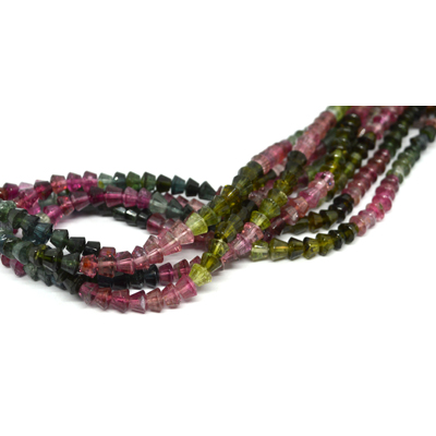 LAST STRANDS Tourmaline multi 4mm Polished Pyramad beads per strand 120