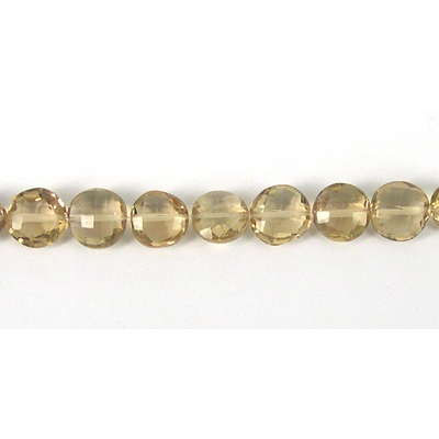 Champagne Quartz 9mm Faceted Flat Round Bead