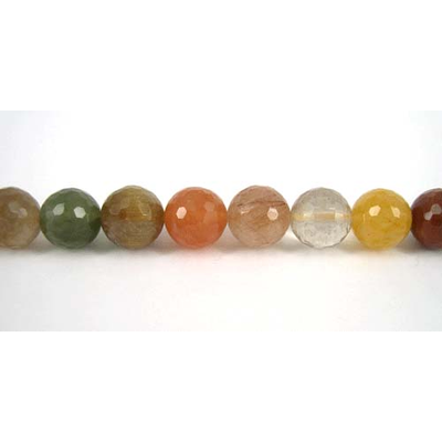 Rutlie quartz multi Faceted round 14mm beads per strand 29
