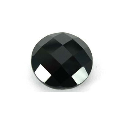 Onyx 16mm Faceted flat round EACH bead