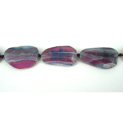 Agate Dyed Slice Faceted 35x25mm Pink/10Beads