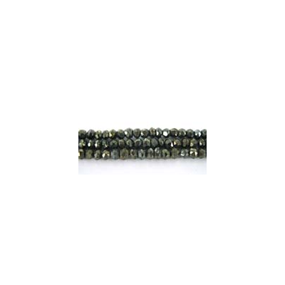 Black Spinel coated 3mm Faceted roundel beads per strand 152