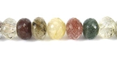 Rutile Quartz Faceted Rondel 12mm beads per strand 25 Beads-beads incl pearls-Beadthemup