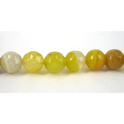 Agate banded Yellow Round Faceted 10mm beads per strand 3