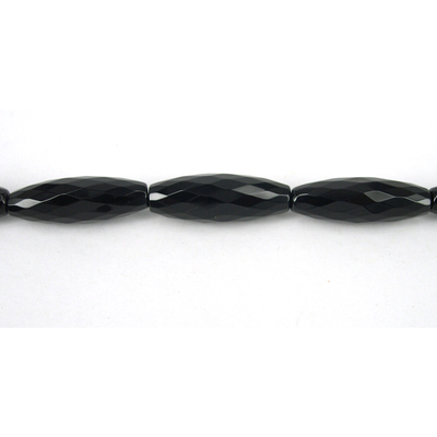 Agate Black Barrel.Faceted 10x30mm beads per strand 13Beads