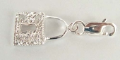 Sterling Silver Charm CZ Padlock-findings-Beadthemup