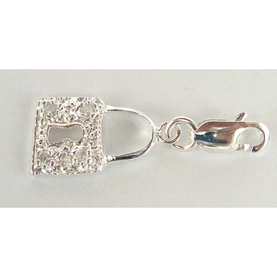 Sterling Silver Charm CZ Padlock