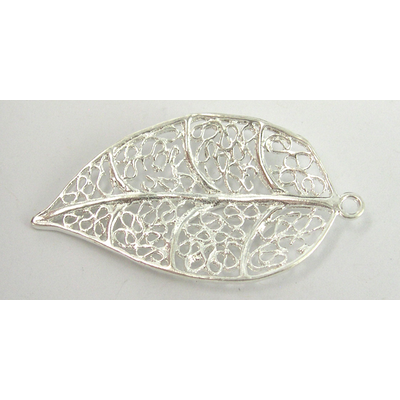 Brass plated  Silver Colour Pendant leaf 55mm 2 pack