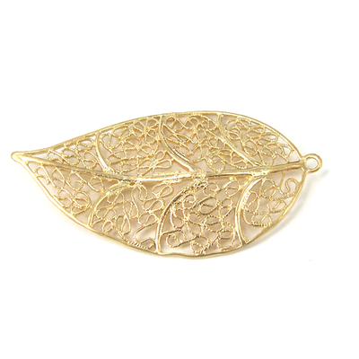 Brass plated  Gold Colour Pendant leaf 55mm 2 pack