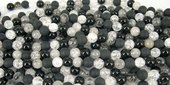 Crackled Clear Quartz/matt Onyx/Onyx/Rutlile Quartz 10mm-beads incl pearls-Beadthemup