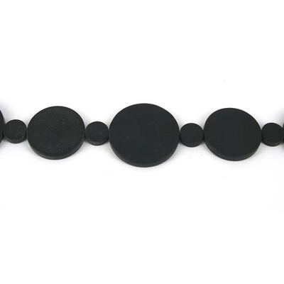 Black Stone 30/10/25mm Flat round beads per strand 21