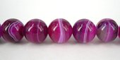 Agate w/vein Dyed Round Polished 14mm Fuschia-beads incl pearls-Beadthemup