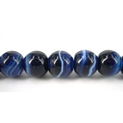 Agate w/Vein Dyed Round Polished 12mm Blue/33