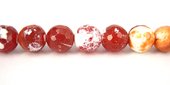 Agate Fire Crackled/Dyed Round Faceted 10mm strand-beads incl pearls-Beadthemup