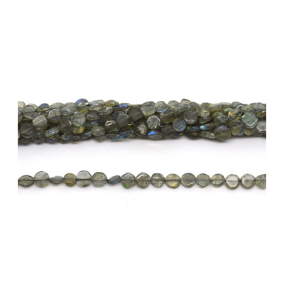 Labradorite 6-8mm Polished Flat Round strand 50 beads