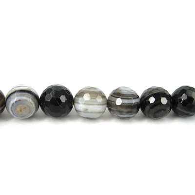 Agate Black banded round Faceted 10mm beads per strand 39