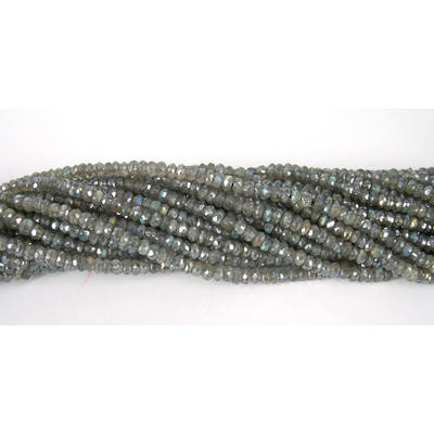 Labradorite coated 4mm Faceted rondel beads per strand 150