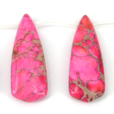 Imperial Jasper 37x16mm Pendant Pair Pink