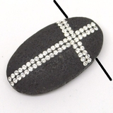 Lava cross pendant 25x45mm w/Swarovski-beads incl pearls-Beadthemup